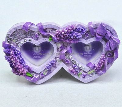 lavender double hearts poly resin photo frames RF-015