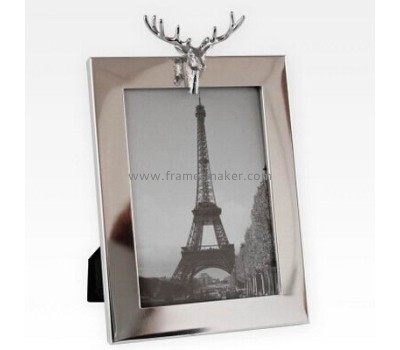 Silver photo frame with deer head decor MP-015